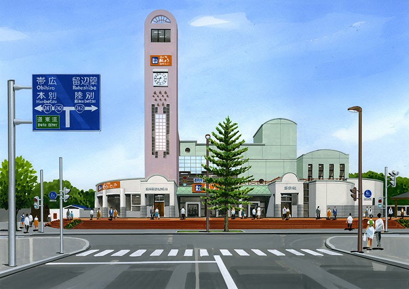 道の駅外観水彩パース